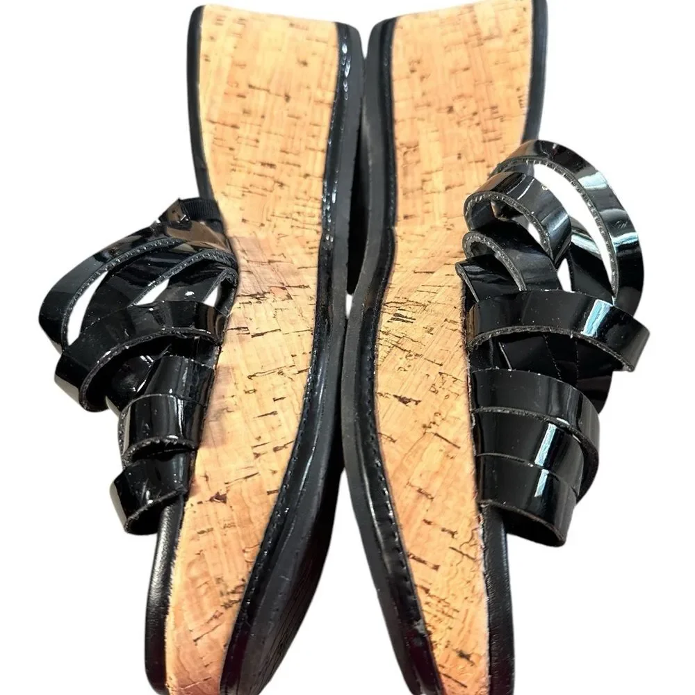 Donald J. Pliner Sheena Black Strappy Wedge Sandal Sz 8.5